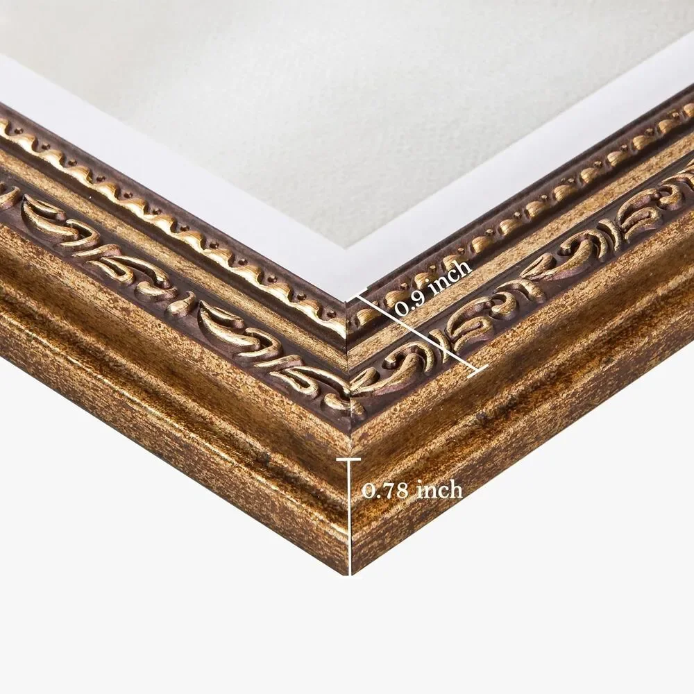 8x10 Picture Frames Set of 3 Gold Photo Frame with Mat Glass Cover Wall Decor